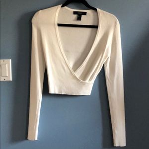 White long sleeve crop top - L